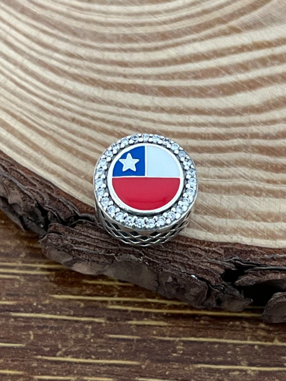 Pandora Chile Flag Bead S925 Silver Charm
